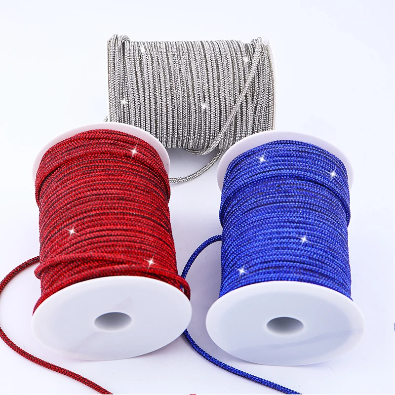 4mm Round DIY Glass Crystal Decoration 6 Rows Colorful Bling Rhinestone Rope for Bags Garments Shoes