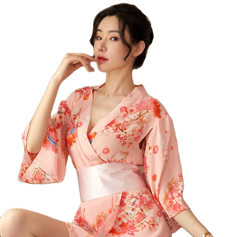 

Sexy Sakura Kimono Lovely Japanese Uniform Sexy Floral Print Yukata Asian Sleepwear Traditional Geisha Robe Vintage Clothes