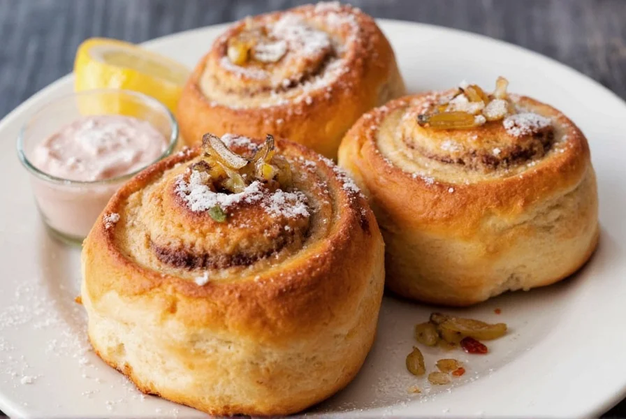 Freshly baked cinnamon rolls with icing drizzled on top at Buttercup Bakery in Grover Beach