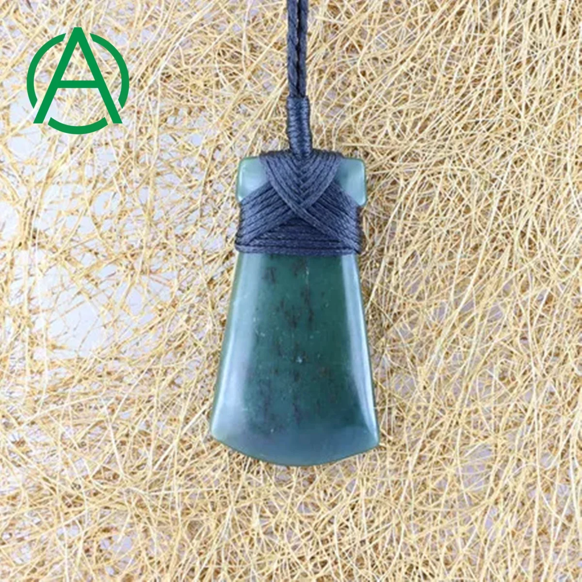 

ArthurGem Nh025 Canadian Nephrite Jade Fish Hook Carving Necklace Pendant