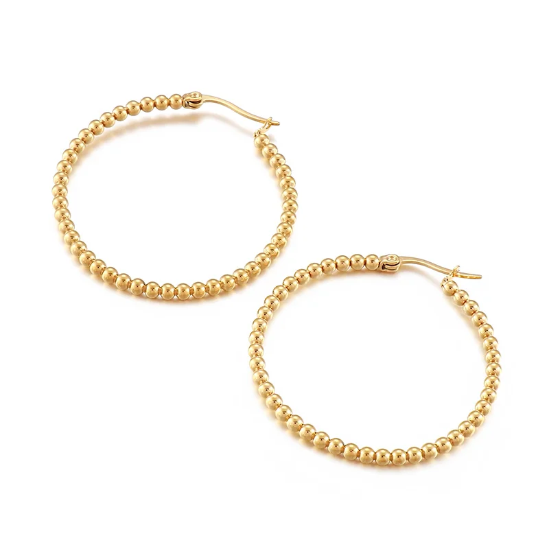 

Kalen Fashion Hoop Earrings 2021 Small Round Bead Gold Plated Stainless Steel Jewelry Earrings For Women