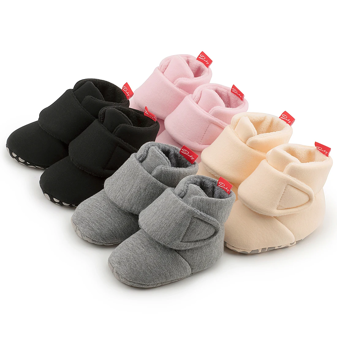 

New arrival winter organic cotton booties indoor soft breathable Newborn Baby sock shoes, 4 colors