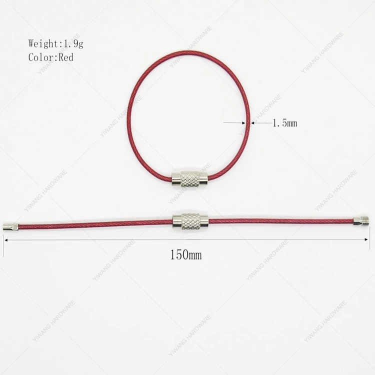 
YIWANG Multipurpose Red 150MM Cable Key Ring Wire Rope 