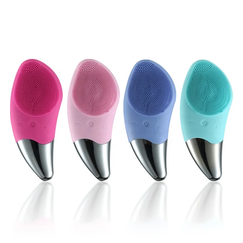 

Sonic Face Cleaner Deep Pore Skin Massager Device Electric Silicone Facial Cleansing Brush, Pink, blue, light green, rose red