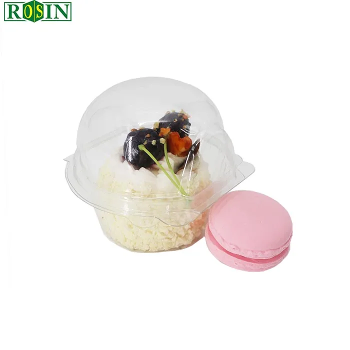 

wholesale disposable clear single mini cupcake shaped plastic containers for cake tray boxes with dome lid plastic packaging