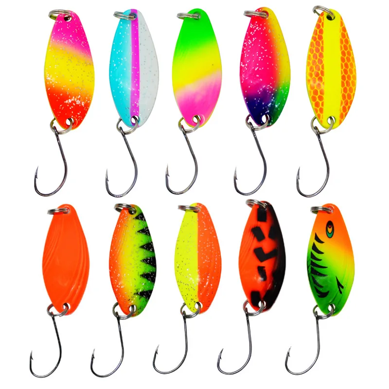 

Jetshark 3.2cm 4.5g Pesca Stream Bait Trout Spoon Bait Lure With Hook Isca Loffel Koder Lure For Trout Perch Pike Salmon