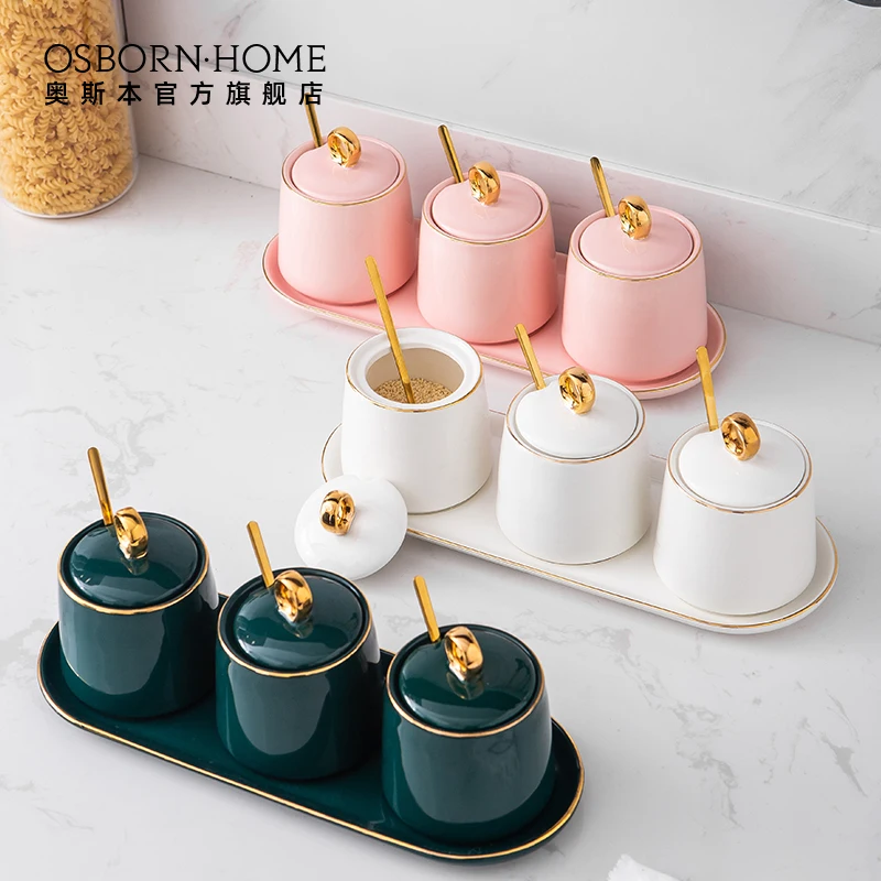 

OSBORN Home use kitchen ceramic spice jar set for spice rack with jar, Picture