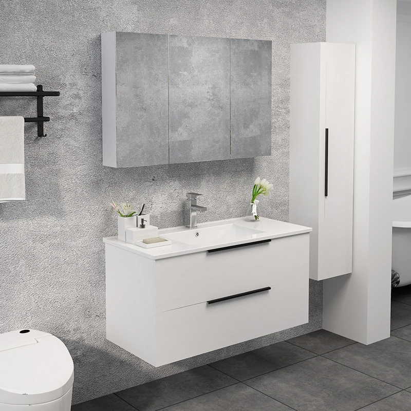 
1200mm long plywood bathroom vanity dark White color melamine finished 