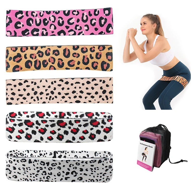 

New design home women leopard glute fitness yoga training fabric resist bands set resistance circle hip banda, Existing color