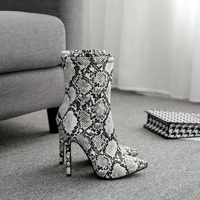 

ladies boots 2021 snake print high heel pu women's boot large size shoes 35-42 size knight boots, Different colors and support to customized
