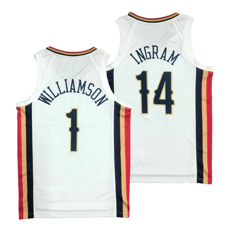 

1 Zion Williamson New Orleans City Pelican White Shirts Basketball Jersey 75th Anniversary Sport Uniform 14 Ingram Vest