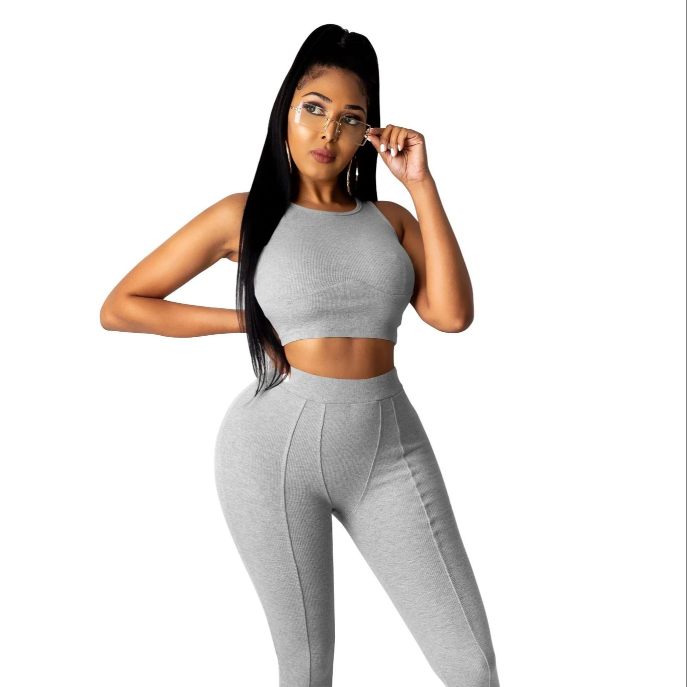 

2021 New Yoga Womans 2 Piece Set Two Adult Summer Short Set