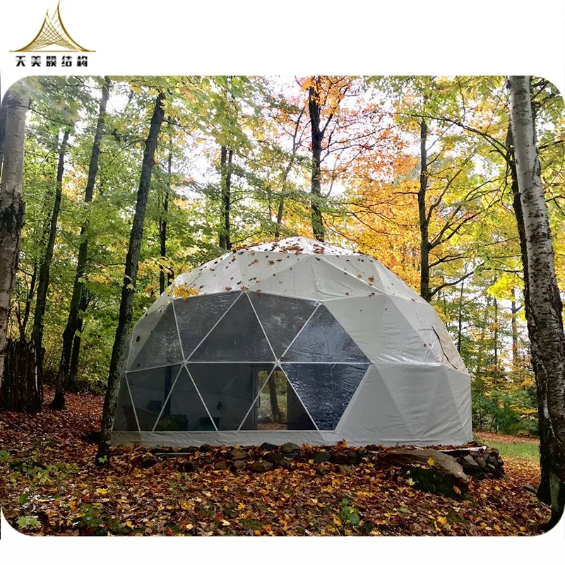 

Waterproof PVC hut event geodesic dome wood glamping tent dome