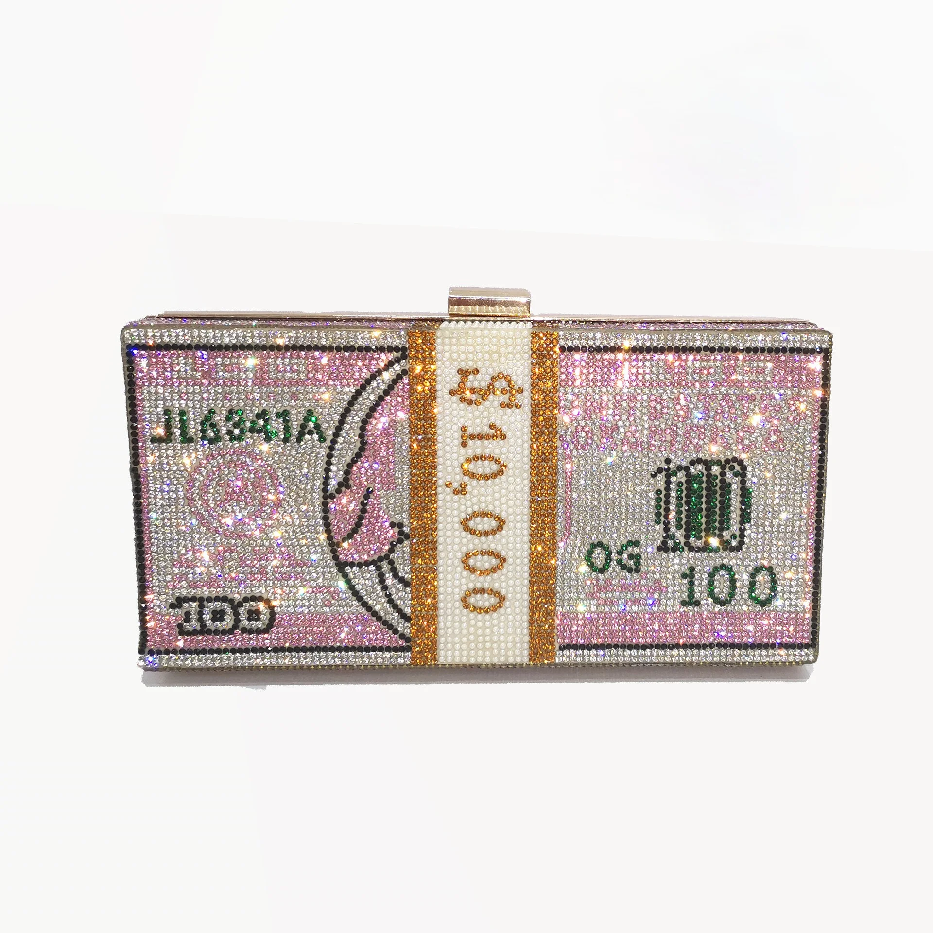 

Wholesale Luxury Brand Dollar women Money clutch Purse Ladies Crystal USD Bill Women Clutch Diamond Evening Bags