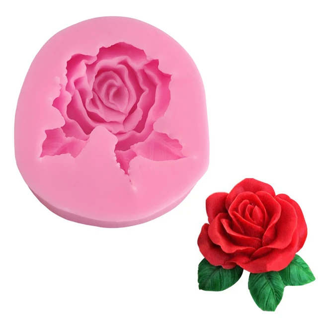 

3D liquid silicone cake mold rose fondant baking tools handmade soap mold, Pink