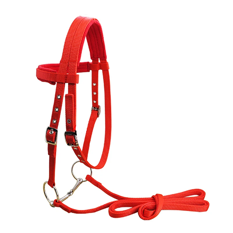 Reins /& Bit Set NEW HORSE TACK! RED Nylon Horse Size Headstall