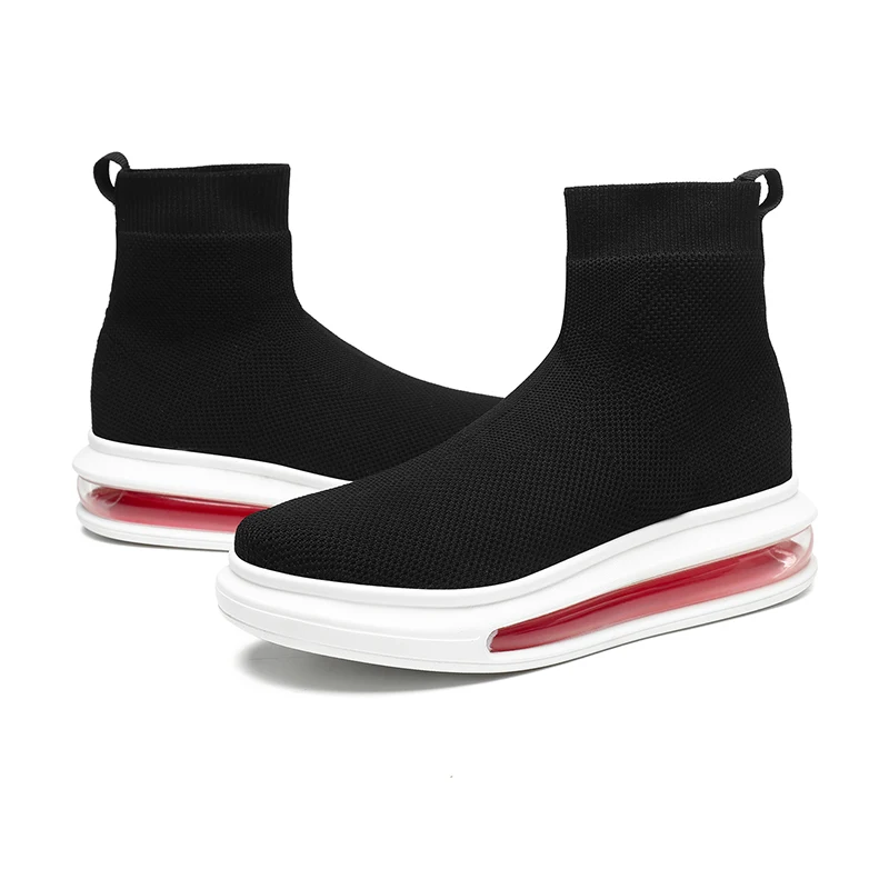 

Wholesale Classic brand cushioning walking black high top sock shoes for women