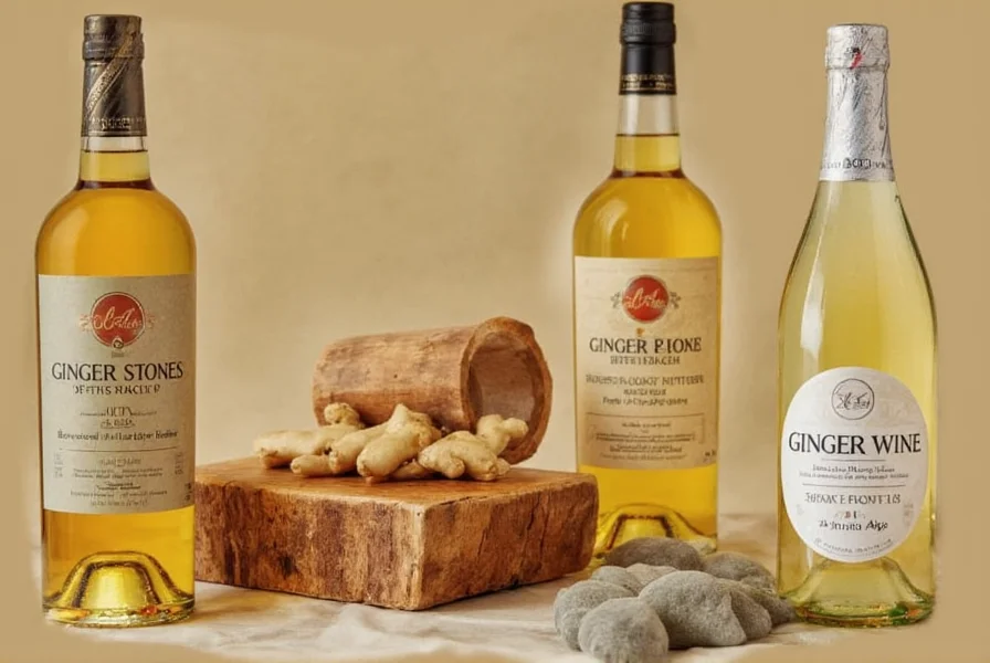 Traditional bottle of Stones Ginger Wine with ginger root and citrus ingredients
