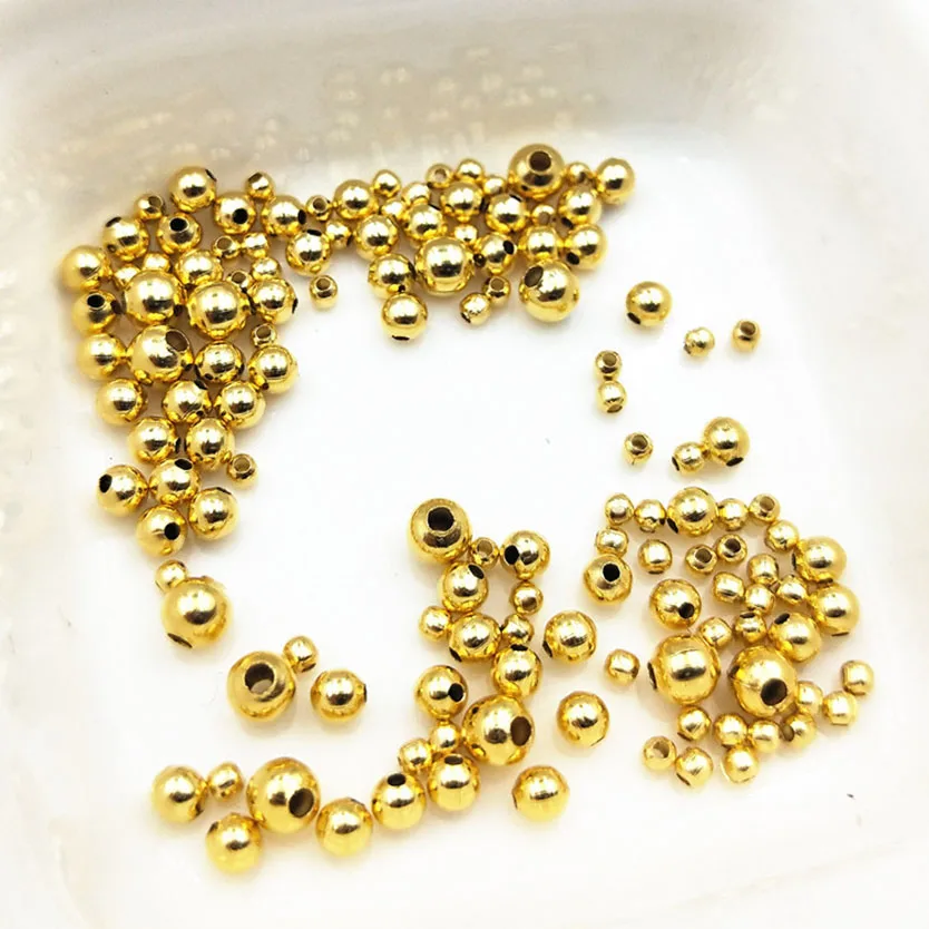 

wholesale jewelry accessories findings stainless steel real 18k gold plating septum Hollow beads for jewelry making2-5 mm