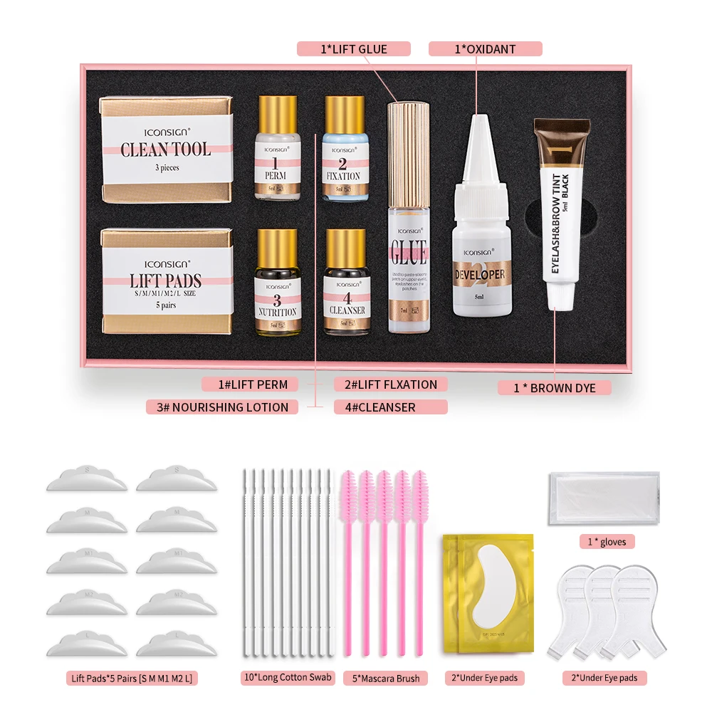 

2022 ICONSIGN Newest eyelash lift and tint kit eyebrow perm and tint set lash and brow dye tools OEM private label