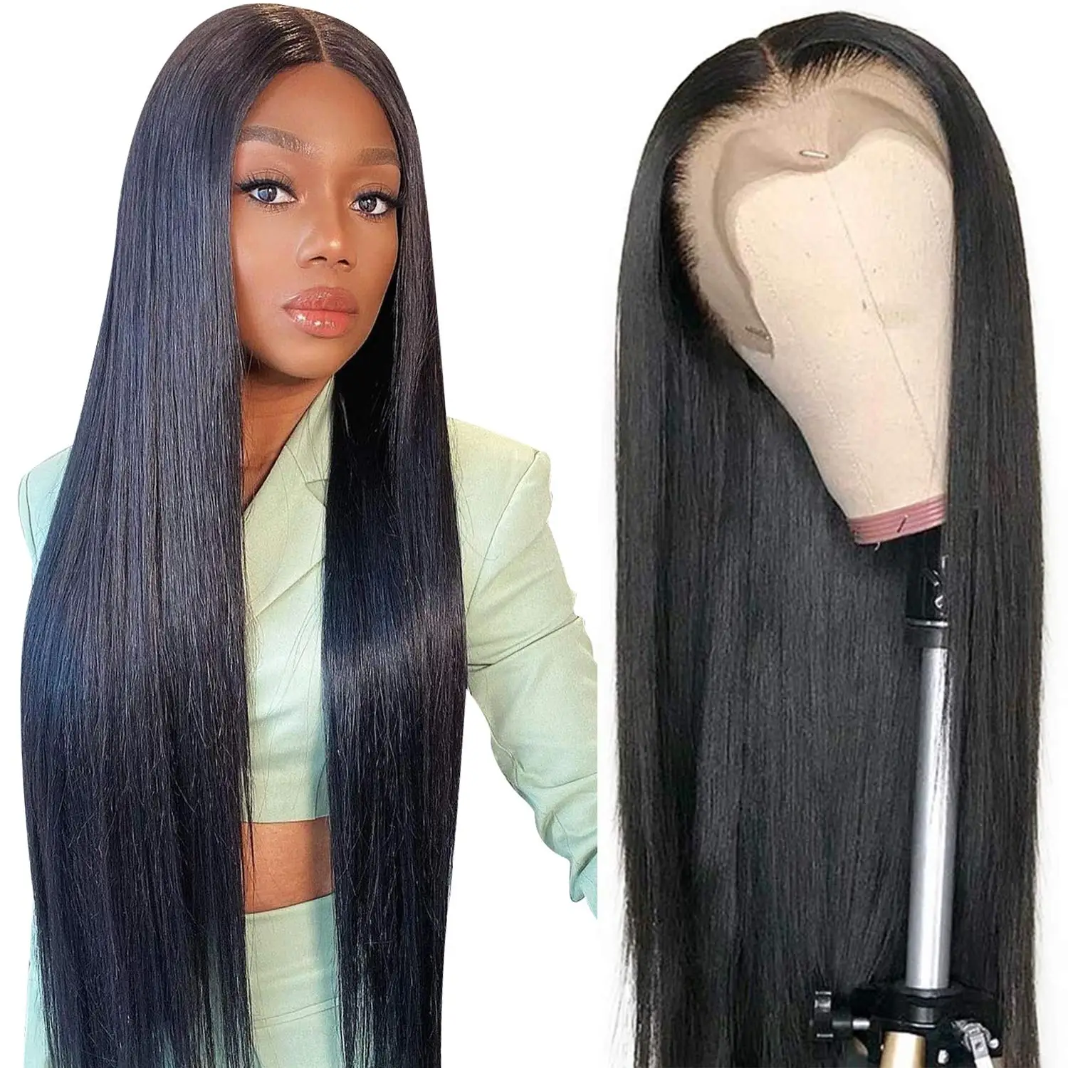 

Brazilian Virgin Cuticle Aligned Wigs Deals Straight Raw Human Hair 13*4 Lace Front Wigs for Black Woman