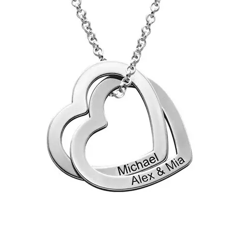 

Custom Personalized Stainless Steel Engraved Double Heart Charm Pendant Necklace, Silver / gold / black / black / rose gold / blue ...