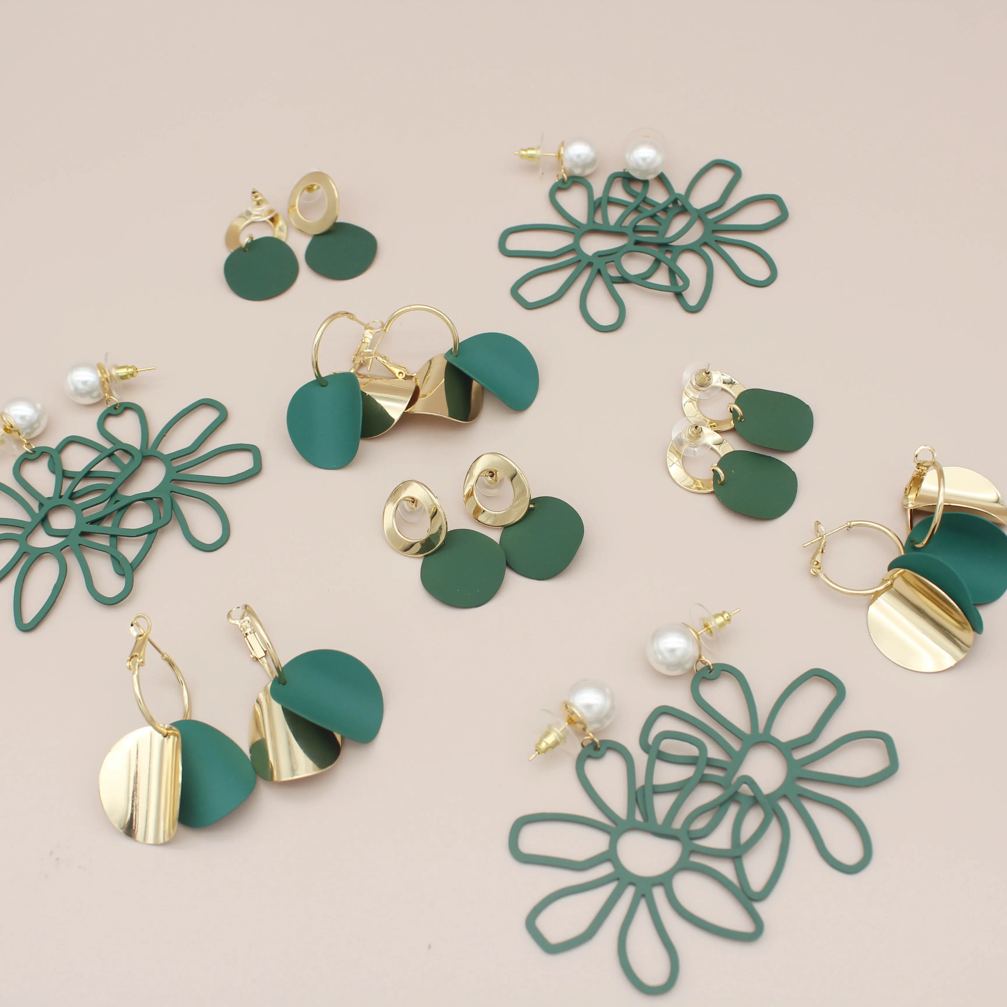 

Jachon Wholesale Earrings Trendy Summer Green Style Retro Alloy Drop Earrings For Women And Girls, Same as the pic