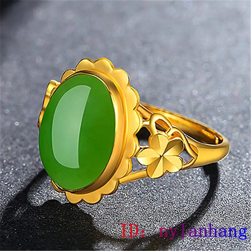 

Green Jade Ring Gifts Women Amulet Chalcedony Charm Crystal Zircon Men Natural Jewelry Gemstone 925 Silver Fashion