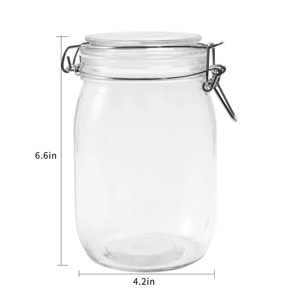 

32OZ Glass Jar 4 Pack with Airtight Rubber Gasket Lid Reusable Storage Jar for Jam, Coffee, Tea,Honey, Beans, Spice and More