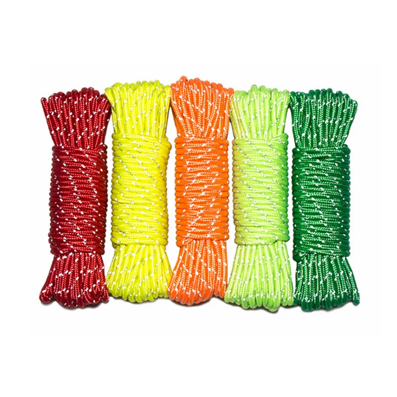 

customized Outdoor multifunctional safety reflective tent roped rawstring clothesline braided polypropylene rope