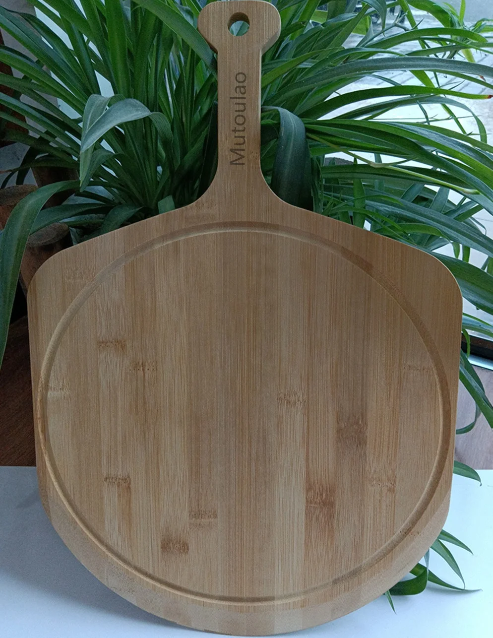 

Custom Amazon Hotselling Kitchen Large Cutting Boards Pizza Peel Bamboo Chopping board, Natural