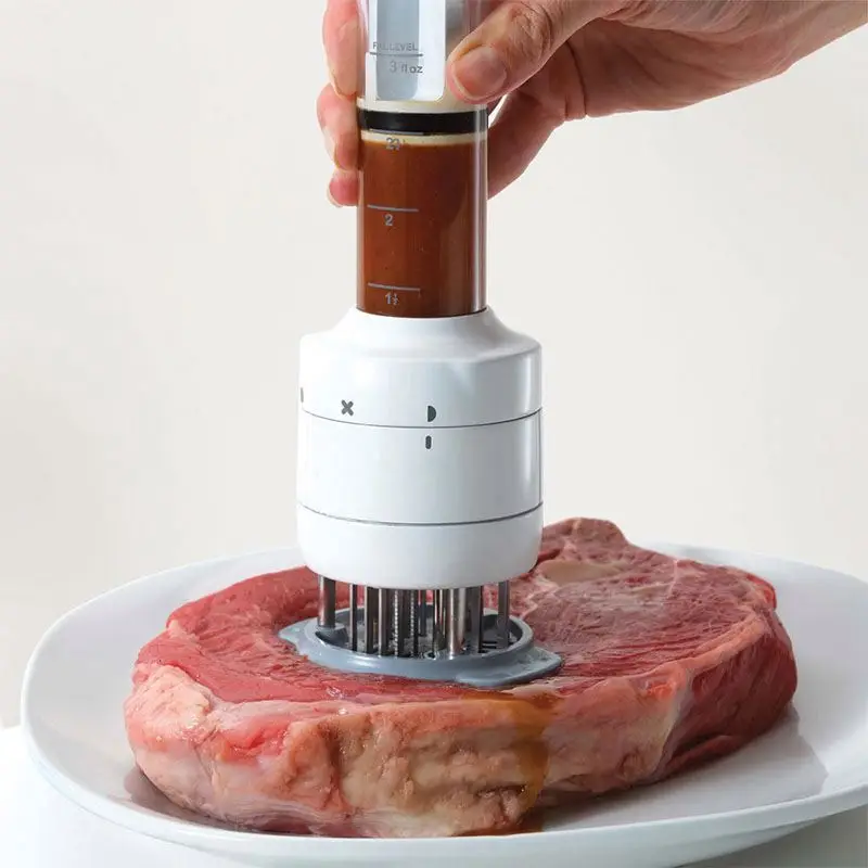 

Multifunctional Meat Tenderizer Needle Stainless Steel Steak Meat Injector Marinade Flavor Syringe Kitchen Tools, As photo