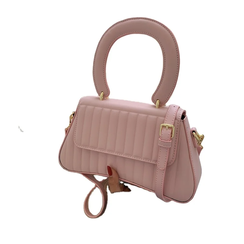 

Fashion Solid Color tas wanita Pu Leather Handbag Women Vertical Grain Elegant Underarm Bags sac a main femme en cuir