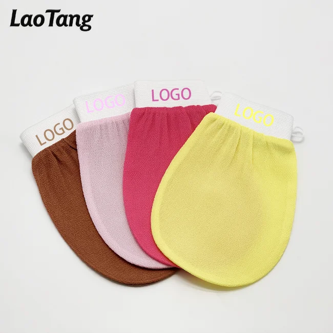 

Factory Price Customized Logo 100% Viscose Body Deep Cleaning Exfoliating Gloves TikTok Hot Sale Pink Exfoliating Gloves