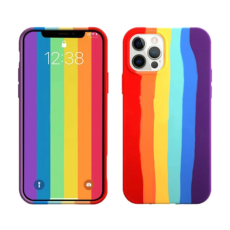 

Wholesaler Soft Liquid Silicone Rainbow Phone Case for iPhone 11 12 Pro Max