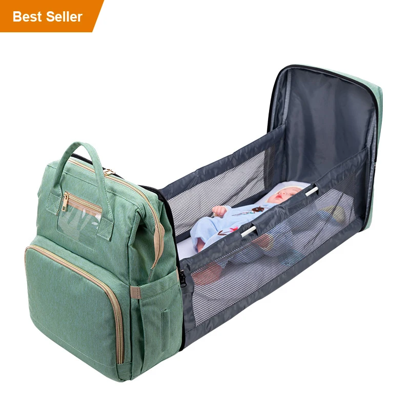 

2 in 1 multifunctional Travel Large Capacity Bagpack PVC Waterproof Mother Baby Bed Backpack Mommy Diaper Bag with Card Holder