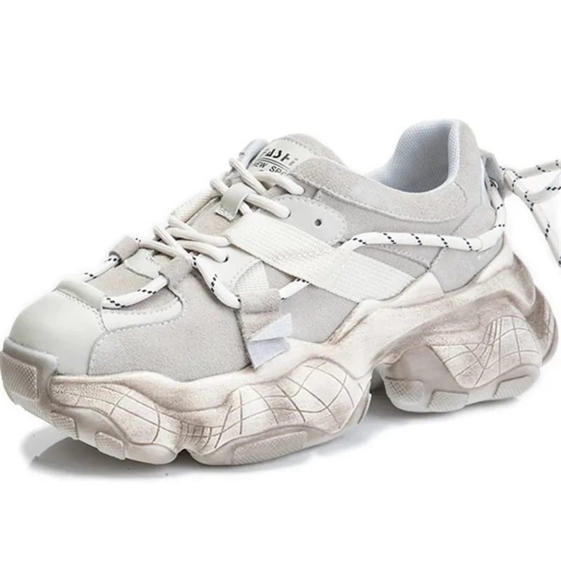 

Dropshipping Custom Logo Chunky Women's Leather Fashion Platform Shoes Casual Sneakers Woman Tennis Femme High Heels