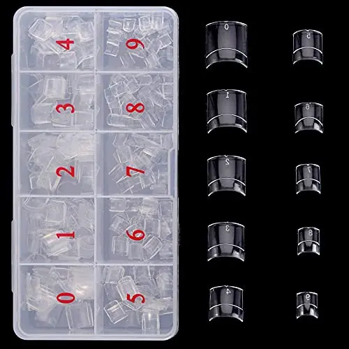 

500PCS/Box Clear Acrylic Nails French Half Cover Short False Nails xl square no c curve Square Nail Tips, Picture