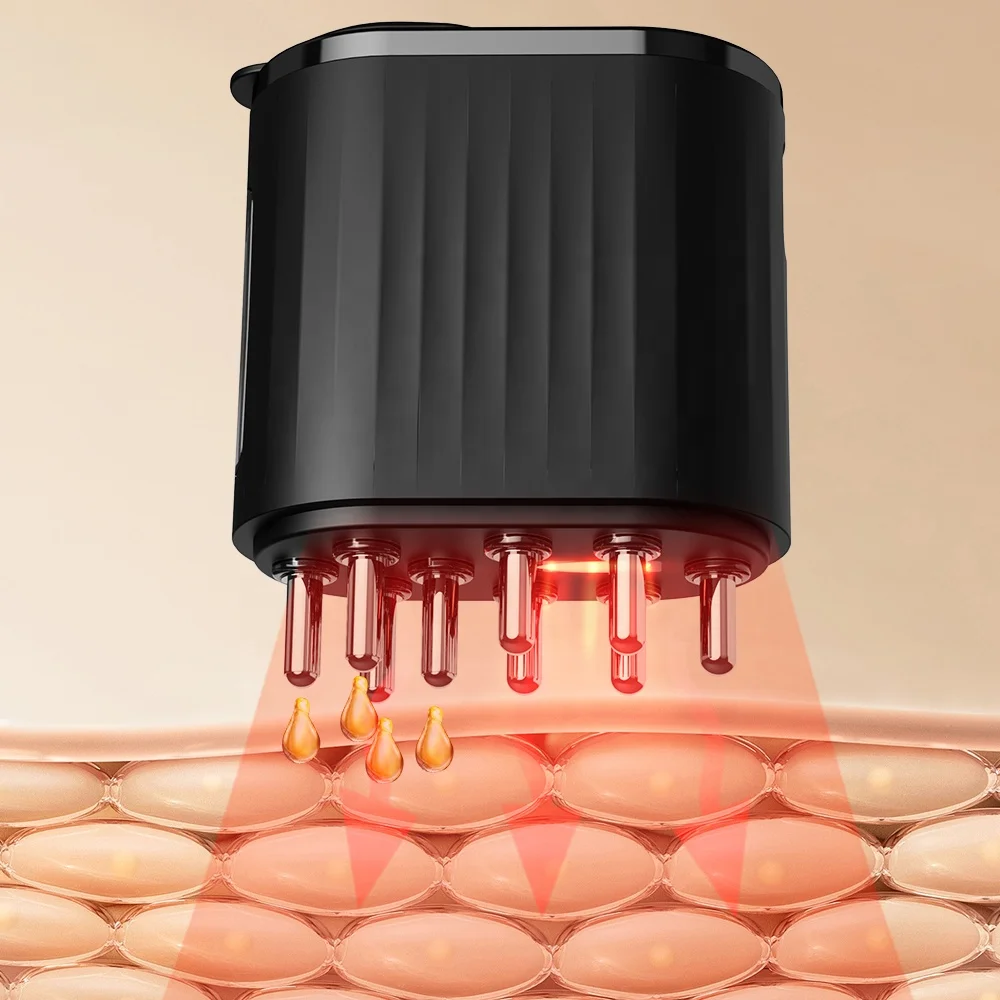 2 in 1 Electric Hair Growth Scalp Massager Smooth Metal Roller Ball Oil Dispenser Steel Handle Hair Scalp Oil Applicator Comb