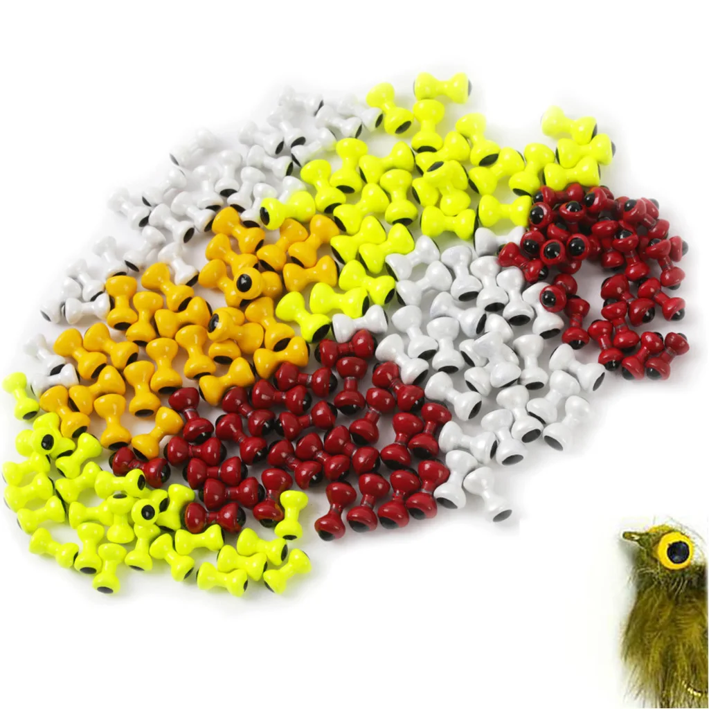 50Pcs Painted Lead Eyes Fly Tying Beads 3D Nymph Dumbbell Eyes Fly Materials 