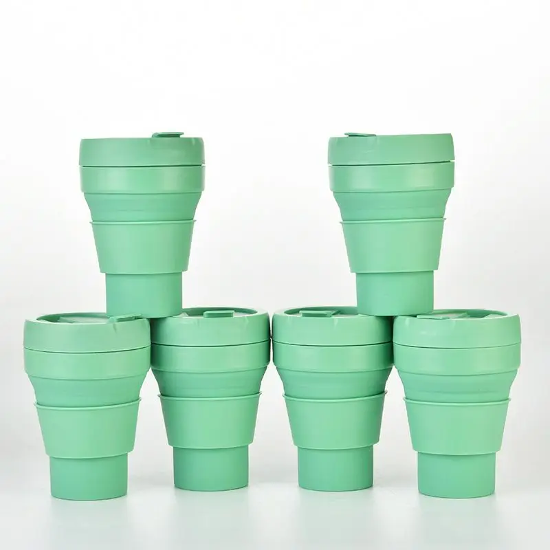 

450 ml folding portable silicone reusable coffee cup creative travel portable folding drinking cup with insulation cover