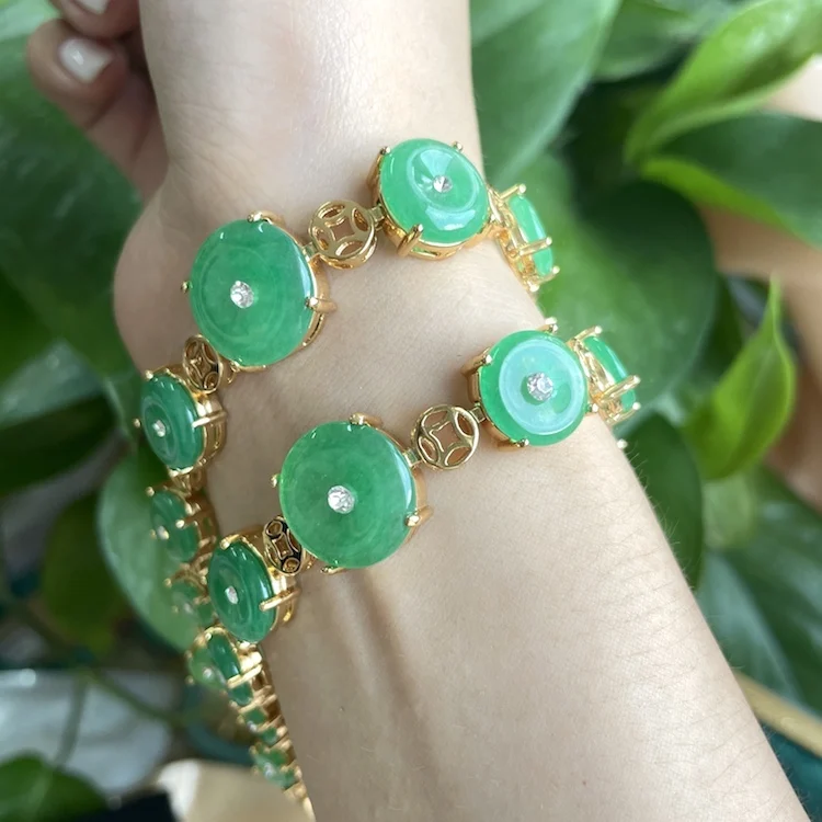 

Jialin Jewelry green donut jade bangle bracelets women new charms jade bracelet jewelry