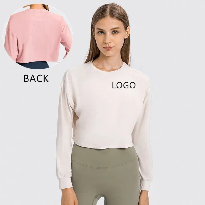

Woman O Neck Long Sleeve Shirt Women Ribbed Sexy Cropped Tops Spring Black Casual Skinny Slim Basic T Shirts crop top