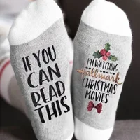 

2019 Funny Novelty Crew Socks IF YOU CAN READ THIS, I'M WATCHING CHRISTMAS MOVIES Socks Amazon Hot Sale Socks