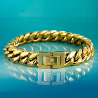 

KRKC&CO 10mm Hip Hop Charm Bracelet 7.5inch 18K Gold Plated Cuban Chain Bracelet Miami Cuban Chain Stainless Steel Link