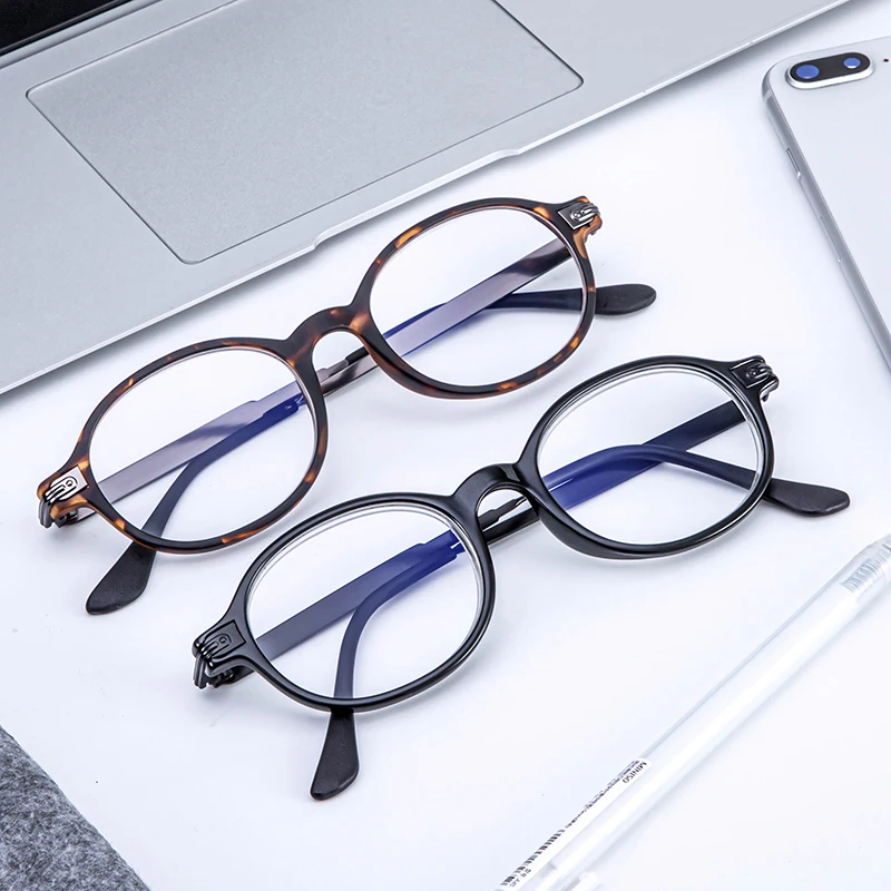 

2021 Promotion Round frame classic anti-Blue light presbyopia Portable Fashion reading glasses metal material frame, Customize color