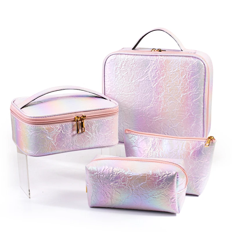 

cosmetic bag bridesmaid rose gold zip pink color cosmetic bag, Rainbow color