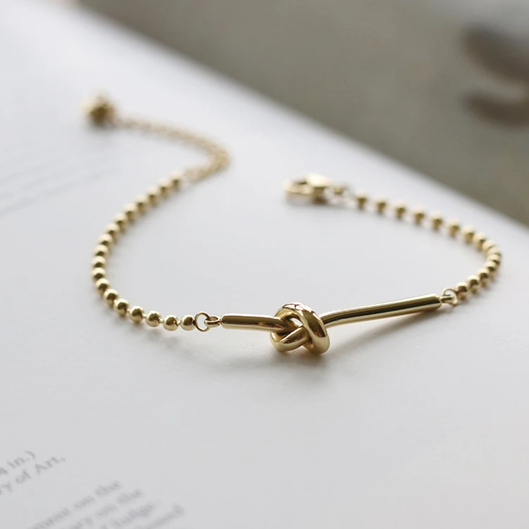 

Stainless steel knot friendship charm 18k gold bohemian beaded chain bangles bracelet waterproof bracelet acier inoxydable bulk, Optional as picture,or customized