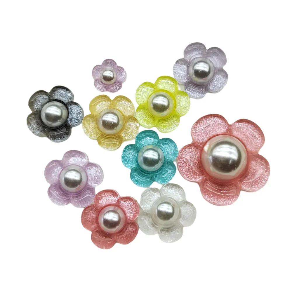 

Resin Pearl Five Petal Flower Charms Cabochons DIY Jewelry Making Supply Earring Pendant Handmade Accessory Part No Hole