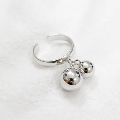 

100% 925 Sterling Silver Balls Pendant Rings for Women Jewelry Fashion Open Adjustable Finger Ring